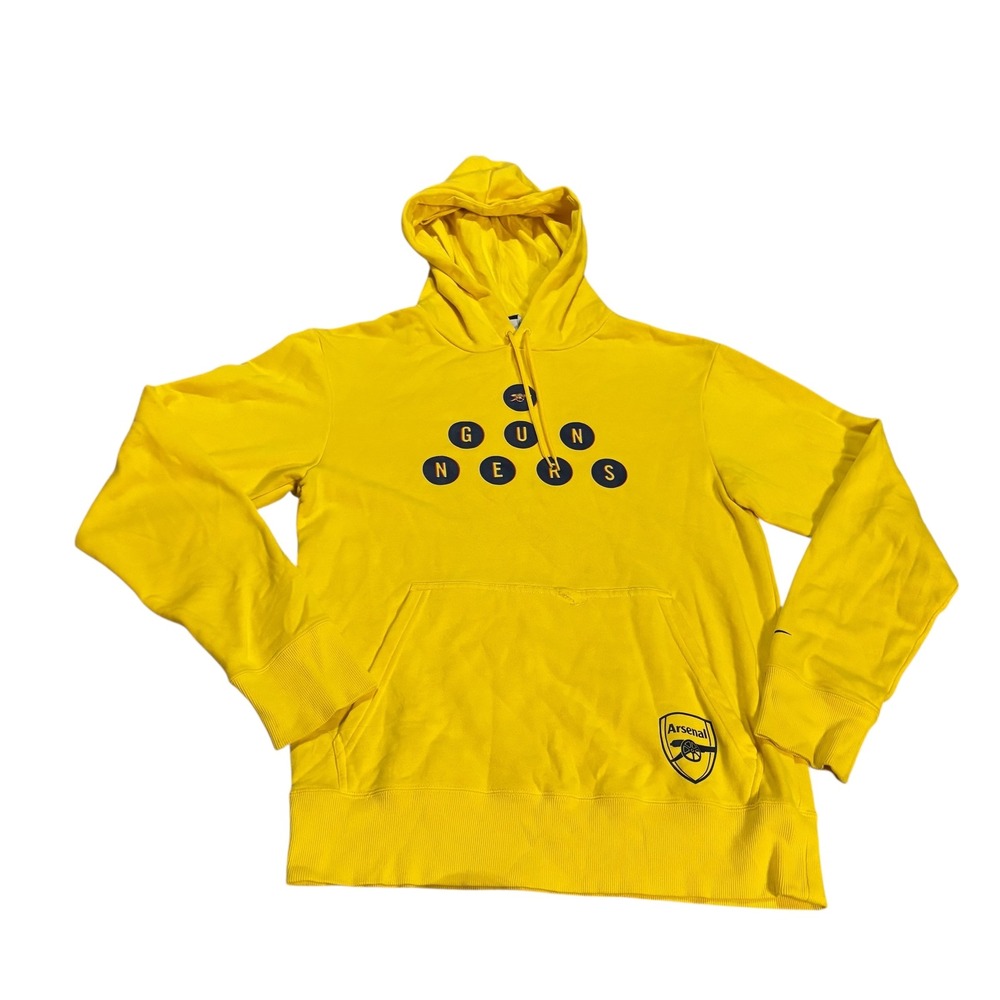 Nike Arsenal FC Gunners Yellow Soccer Hoodie Mens Size S Pullover‎ Sweatshirt